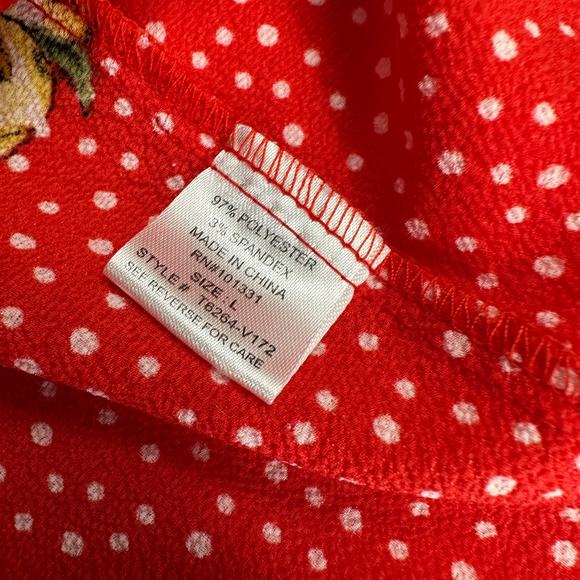 Charlotte Russe Women Y2K Baby Doll Top Size L Red Polka Dot Floral Cropped - Picture 4 of 8